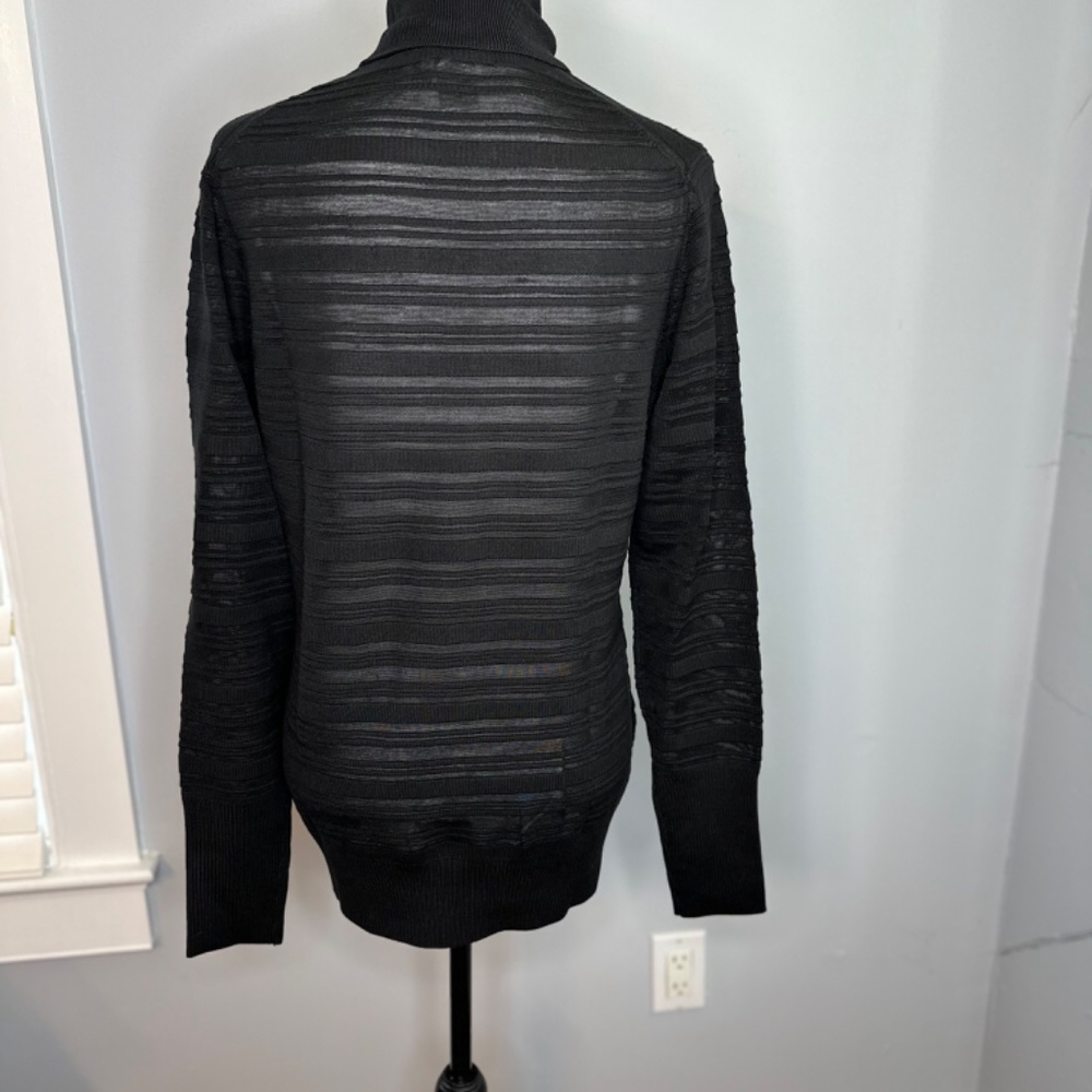 Worth NY Black Silk blend turtleneck. Horizontal stripes. Size L. NEW! - Picture 4 of 8